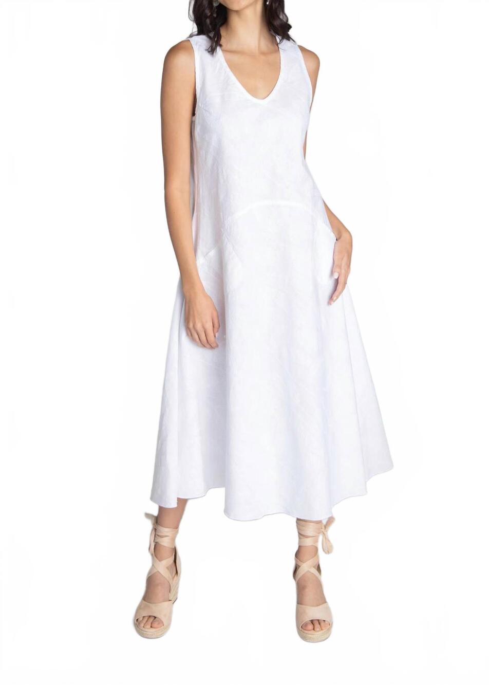 NEW LUNA LUZ embroidered tank midi dress in white